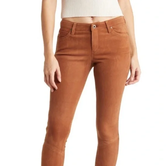 AG Adriano Goldschmied The Suede Legging Ankle Jean in 100% Lamb Leather Size 26 - Picture 2 of 11